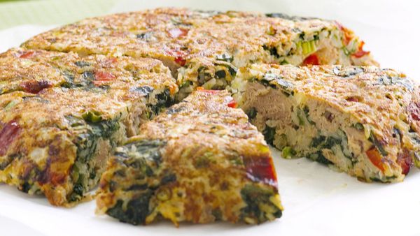 Spinach and tuna rice cake