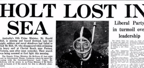 Harold Holt's disappearance shocked Australia. (9NEWS)
