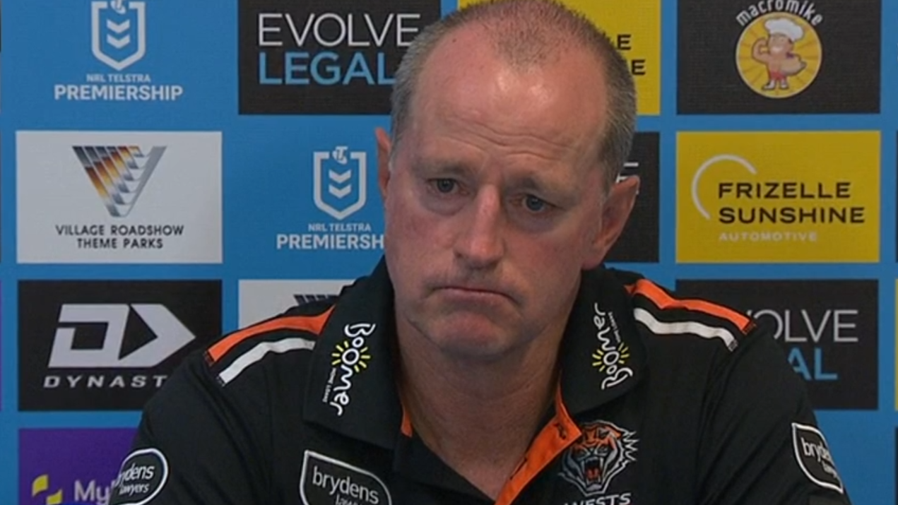 Michael Maguire speaks to the media following the Wests Tigers loss to the Gold Coast Titans.