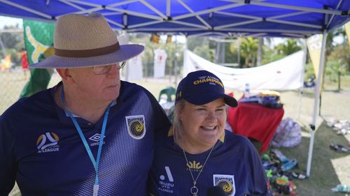 Die-hard mariners fans Sharon Pascoe and Wayne Parrott visited the Cook Island capital of Rarotonga in October last year where they saw young children playing barefoot and sharing in a local soccer competition.