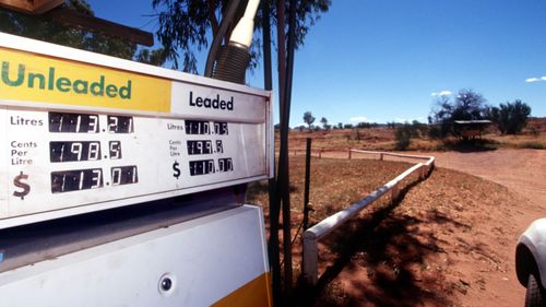 A petrol pump in rural Australia, pictured in 1999 before leaded petrol was completely phased out.