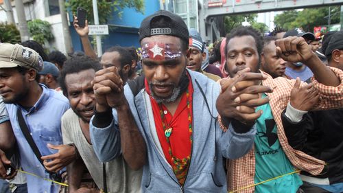 Protesters in Indonesia
