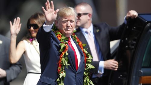 Trump has stopped off in Hawaii ahead of his tour of Asia. (AAP)