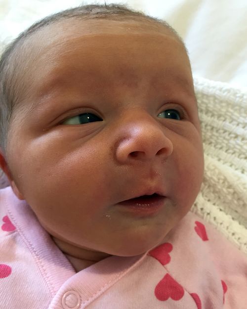 Violet May Maslin, the baby daughter of Anthony Maslin and Marite Norris, who was born on May 10, 2016.