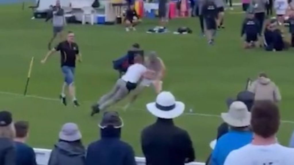 Pitch invader spear-tackled at Burnie Gift running festival