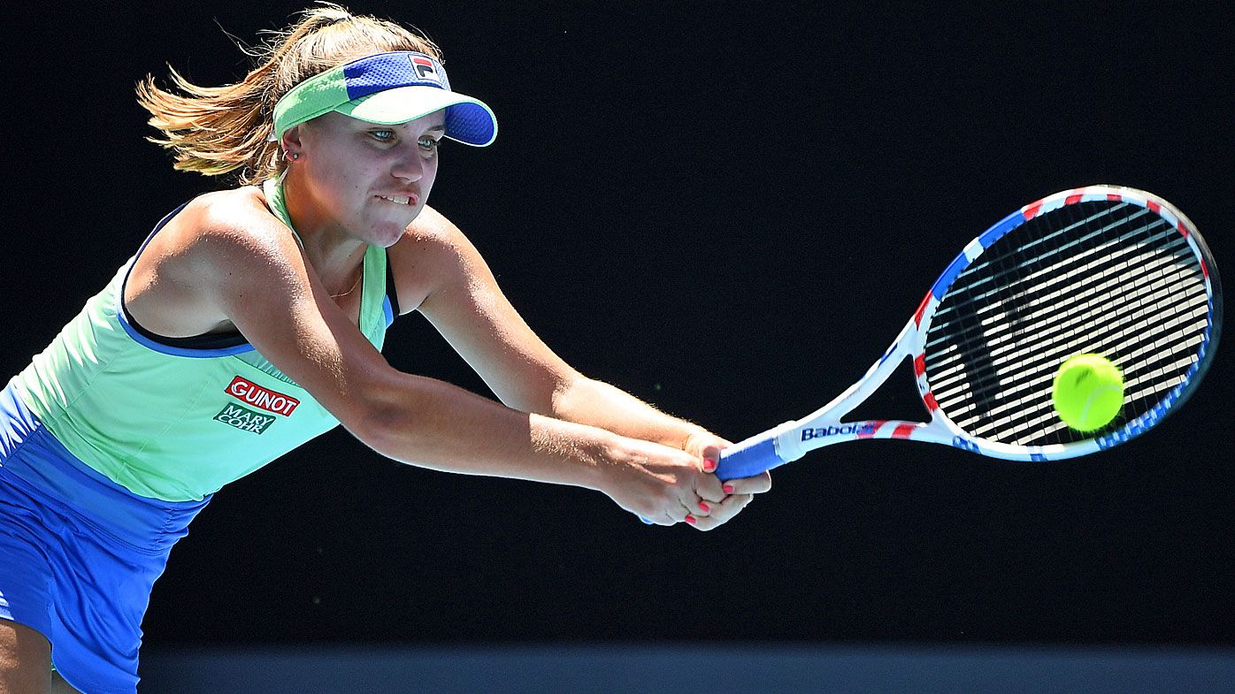  Sofia Kenin of the United States plays a backhand