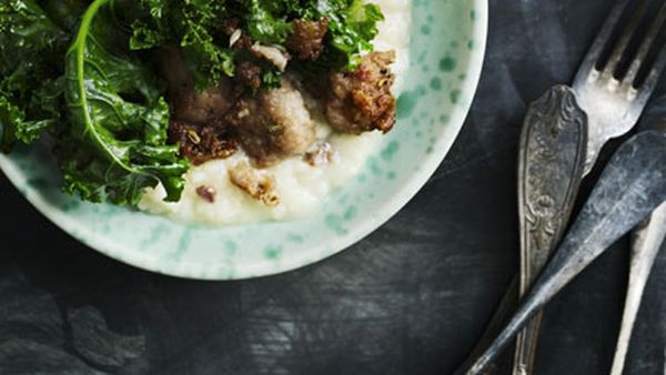 Kale and sausage risotto