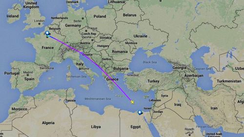 The flight was en route to Cairo from Paris when it vanished from radar. (Twitter/Flightradar24)