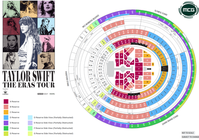 The seat map for the Melbourne Eras show.
