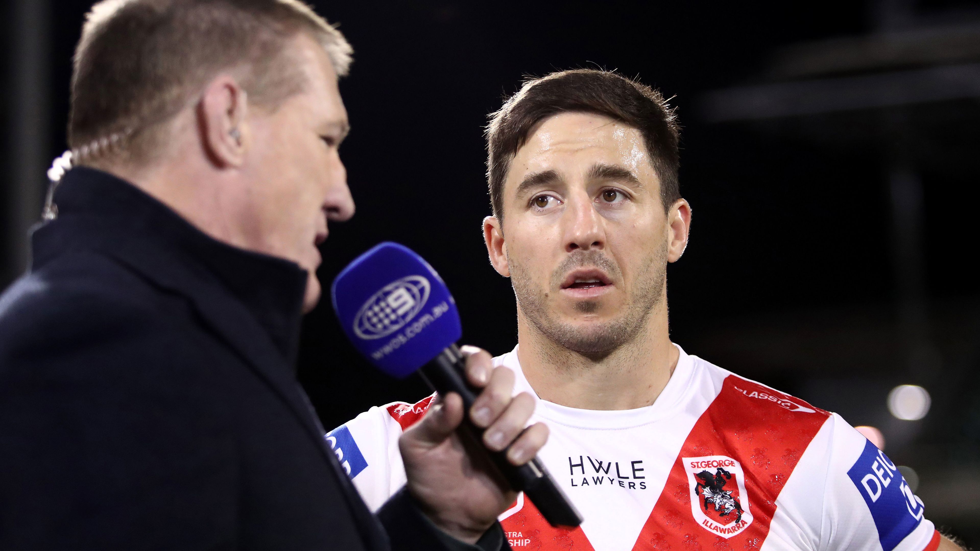 Ben Hunt is interviewed by Paul Gallen after the Dragons&#x27; round 17 loss to the Warriors.