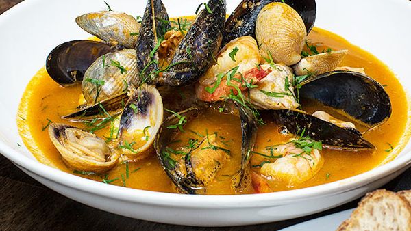 Bouillabaisse with homemade stock and rouille