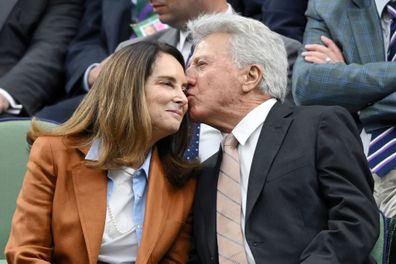LONDON, ENGLAND - JULY 05: Lisa Hoffman and Dustin Hoffman attend day five of the Wimbledon Tennis Championships at the All England Lawn Tennis and Croquet Club on July 05, 2024 in London, England. (Photo by Karwai Tang/WireImage)