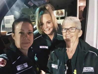 Brooke Hammond (centre) with Jenny McNamara (right) and another St John WA EMT.