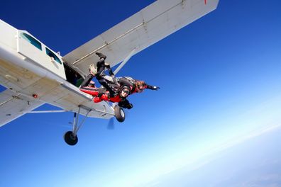 Parachuters jumping from the plane