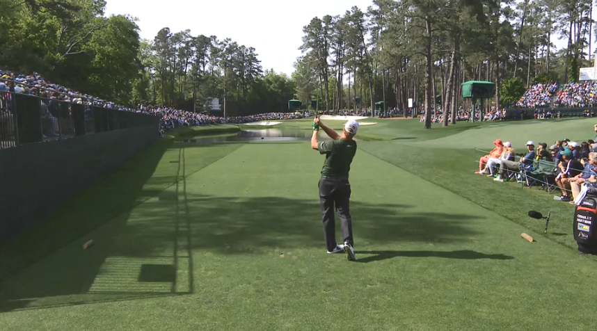 US golfer Charley Hoffman produces shot of the tournament with hole in one at the Masters