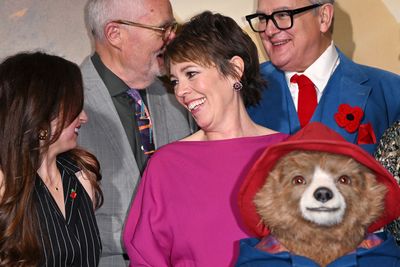 Jim Broadbent, Olivia Colman, Hugh Bonneville and Paddington Bear 