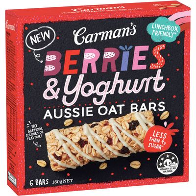 Carman's Berries & Yoghurt Aussie Oat Bars 