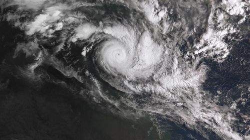 A satellite image acquired from the Australian Bureau of Meteorology showing Cyclone Trevor over the Northern Territory in March 2019.