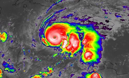 Satellite view of Melissa is pictured as it became a Category 5 Monday morning.