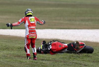 Cal Crutchlow can't believe he's made a late mistake. (AAP)