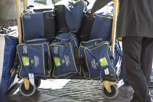 The team has their bags packed before heading to the final game of the series against South Africa. (AAP)