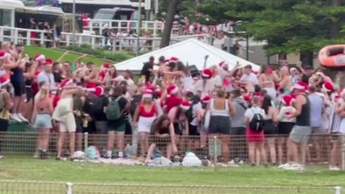 Crowds gathered with little social distancing at Bronte Beach on Christmas Day.