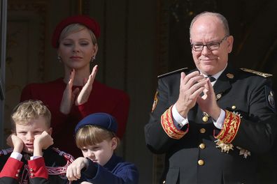 princess charlene and prince albert of monaco for national day appearance with children