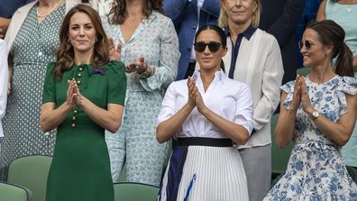 Kate is joined by the Duchess of Sussex and sister Pippa at Wimbledon 2019.