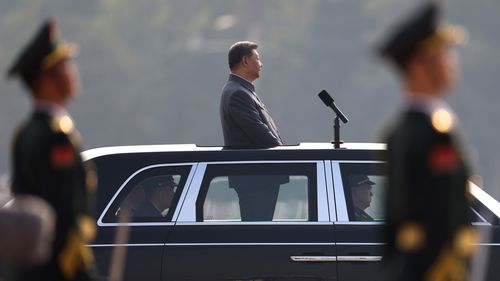 China's President Xi Jinping attends a military parade marking the 80th anniversary of victory over Japan and the end of World War II.