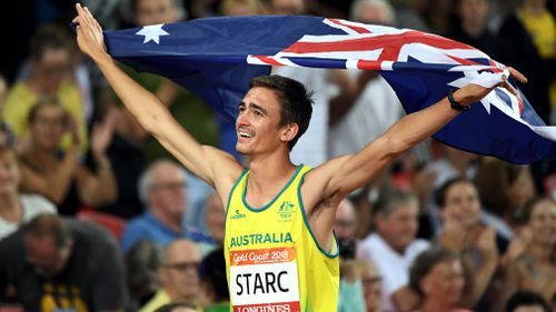 Brandon Starc celebrates his gold medal win. (AAP)