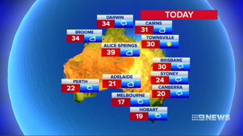 Today's weather forecast across Australia. 