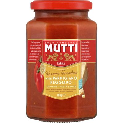Mutti Gourmet Pasta Sauce Rossoro Tomatoes Parmigiano Reggiano 400g