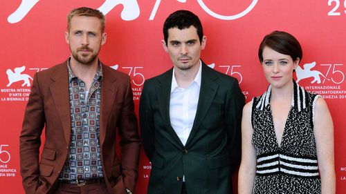 Ryan Gosling, Damien Chazelle and Claire Foy at the Venice Film Festival.