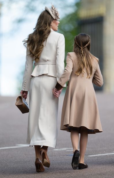 Princess Charlotte and Catherine, Princess of Wales attend the 2026 Easter Matins Service at St George's Chapel on April 5, 2026 in Windsor, England. 