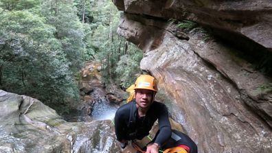 Roping in for an abseil down Empress Falls