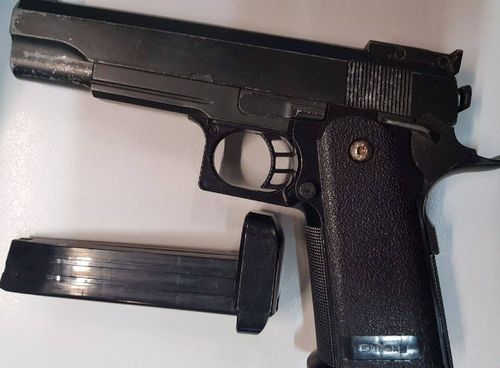 The 16-year-old was arrested at a Mosman home yesterday and this pistol seized by police. Picture: Supplied.