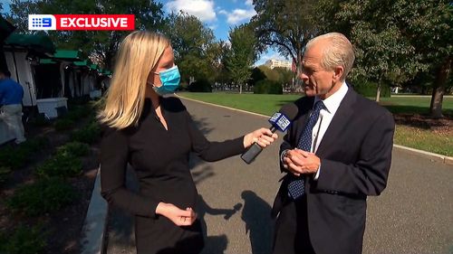 Trump adviser Peter Navarro speaking to 9News US Correspondent Alexis Daish.