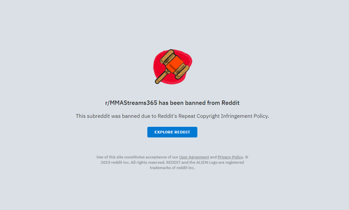 Reddit has started banning threads promoting illegal streams