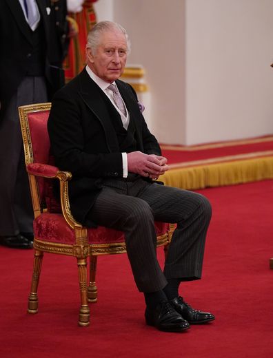 King Charles III attends a presentation of loyal addresses by the privileged bodies, at a ceremony at Buckingham Palace in London. This long-held tradition dates back as far as the seventeenth century and takes place to mark significant royal occasions.  Thursday March 9, 2023.  