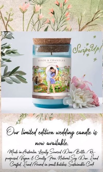 Bindi Irwin, Chandler Powell, wedding, commemorative candle