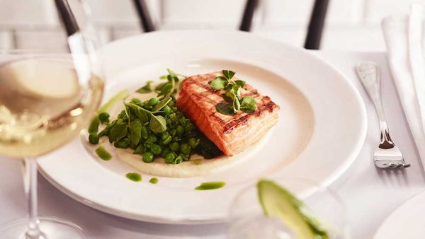 Nathan Johnson's wood grilled king salmon for Felix, Sydney