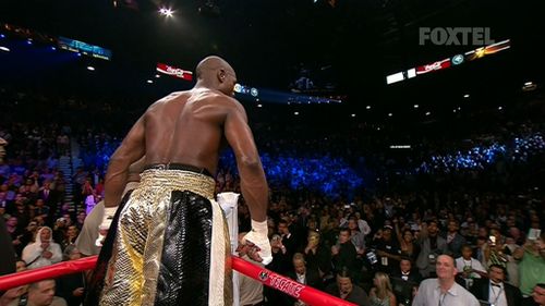 Some members of the crowd booed Mayweather as he postured while awaiting the points decision.