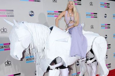 ... but nothing will beat Lady Gaga's entrance on a mechanical horse at the 2013 AMAs. <br/><br/>She's definitely anti-attention, right FIXers.