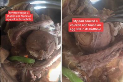 Chicken found with egg inside