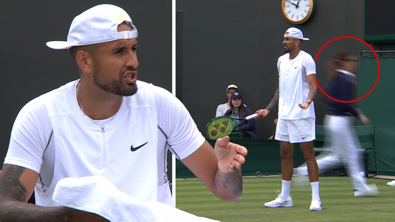 Nick Kyrgios fumes at 'snitch' in drama-filled opening match at Wimbledon, spits in direction of hecklers