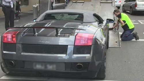 A Lamborghini taken during yesterday's Melbourne raids. (9NEWS)