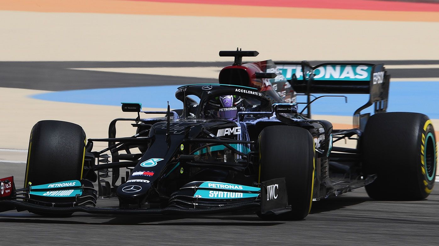 Lewis Hamilton spins during pre-season testing in Bahrain.