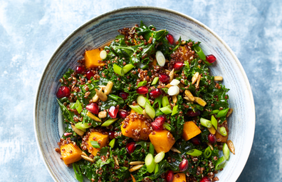 Kale, pumpkin, pomegranate salad |  Healthy