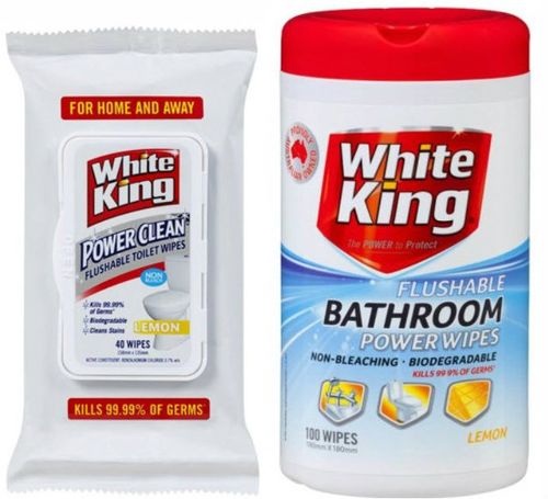 The ACCC has fined White King makers Pental over misleading claims made about their bathroom and toilet wipes. (ACCC/Supplied)