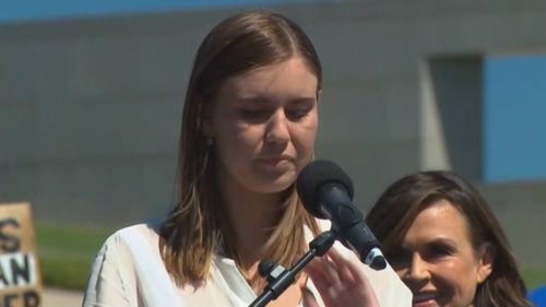 Brittany Higgins makes emotional speech at March 4 Justice in Canberra